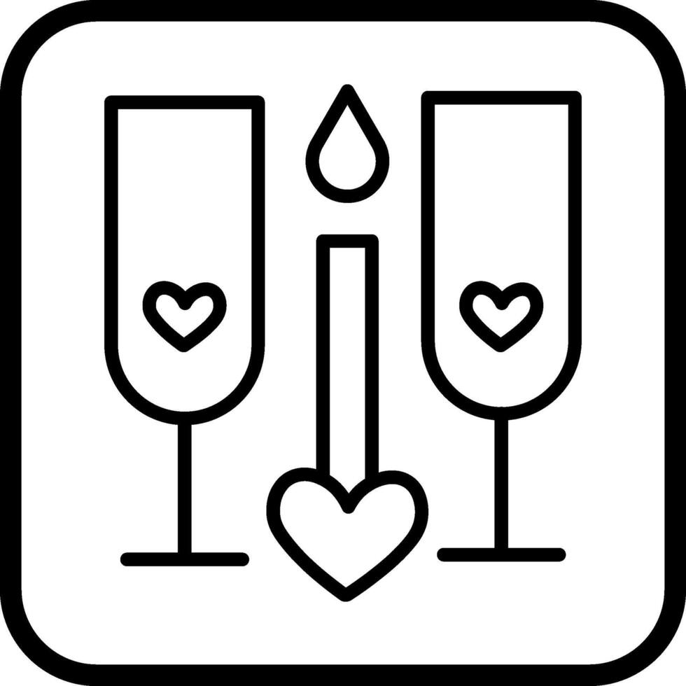 icono de vector romántico de dos vasos