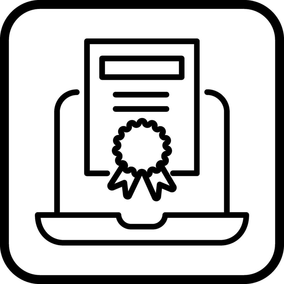 icono de vector de certificado en línea