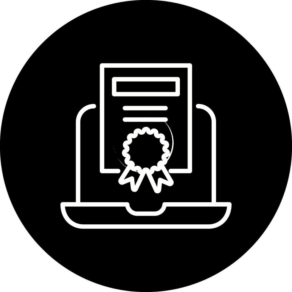 icono de vector de certificado en línea