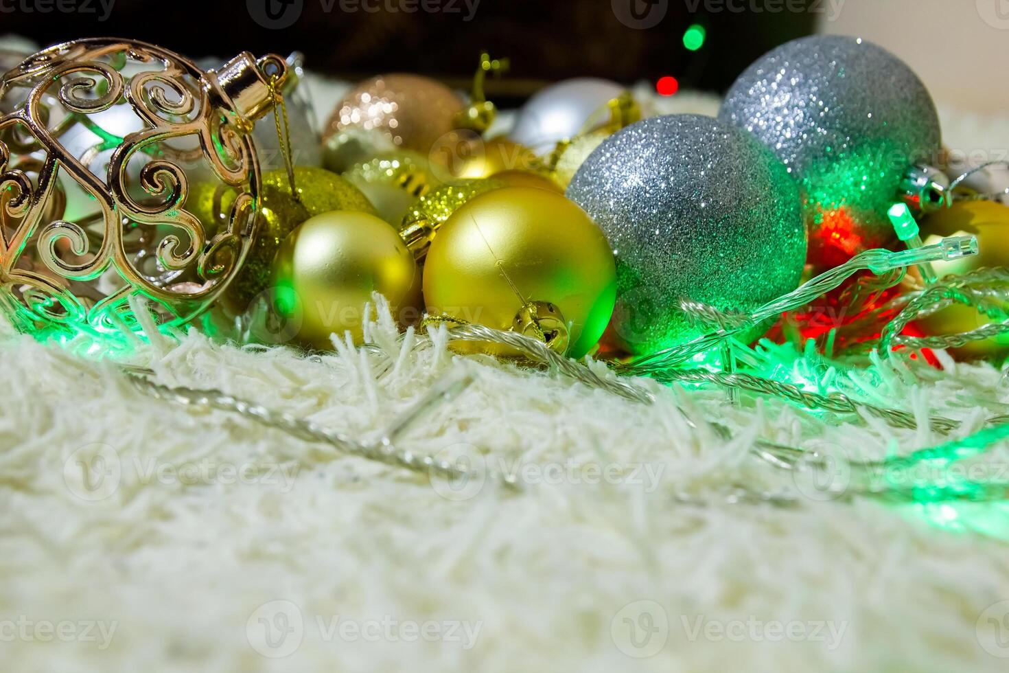 Navidad antecedentes con burbujas, vistoso Navidad luces, Navidad decoraciones foto