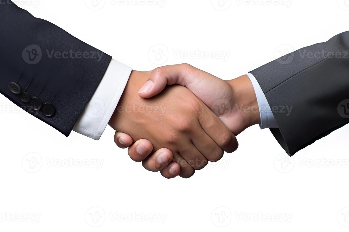 AI generated Business Handshake and Dynamic Business People on White Background. created with Generative AI photo