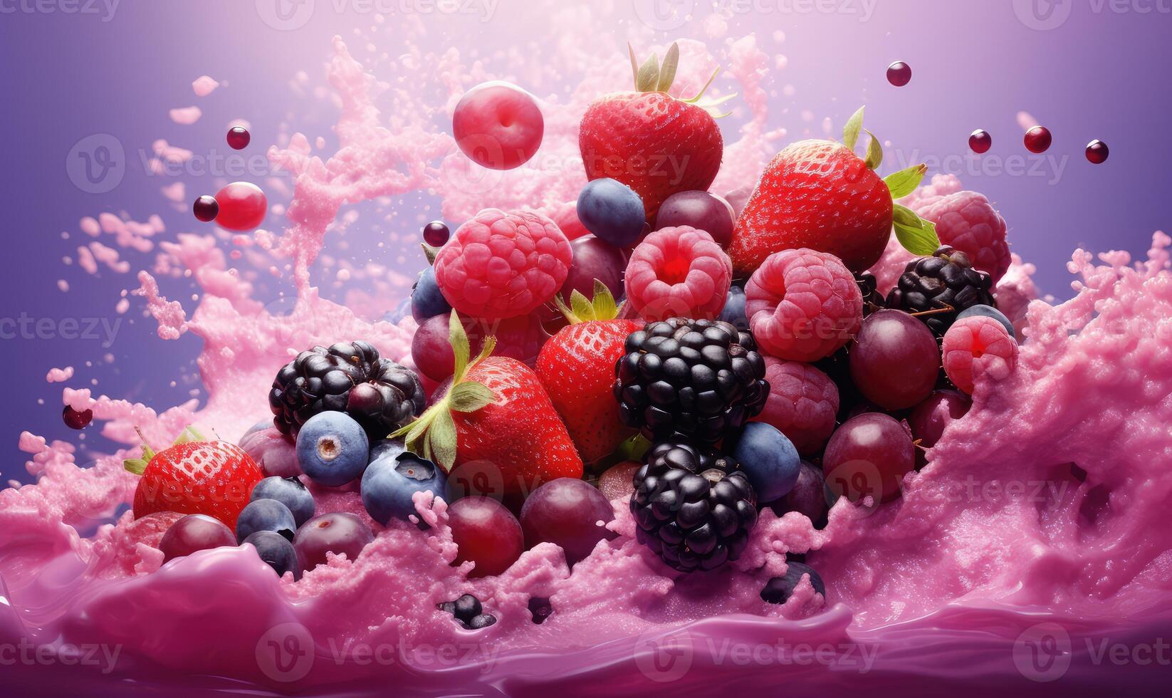 AI generated mulberries cherries raspberry mulberry photo