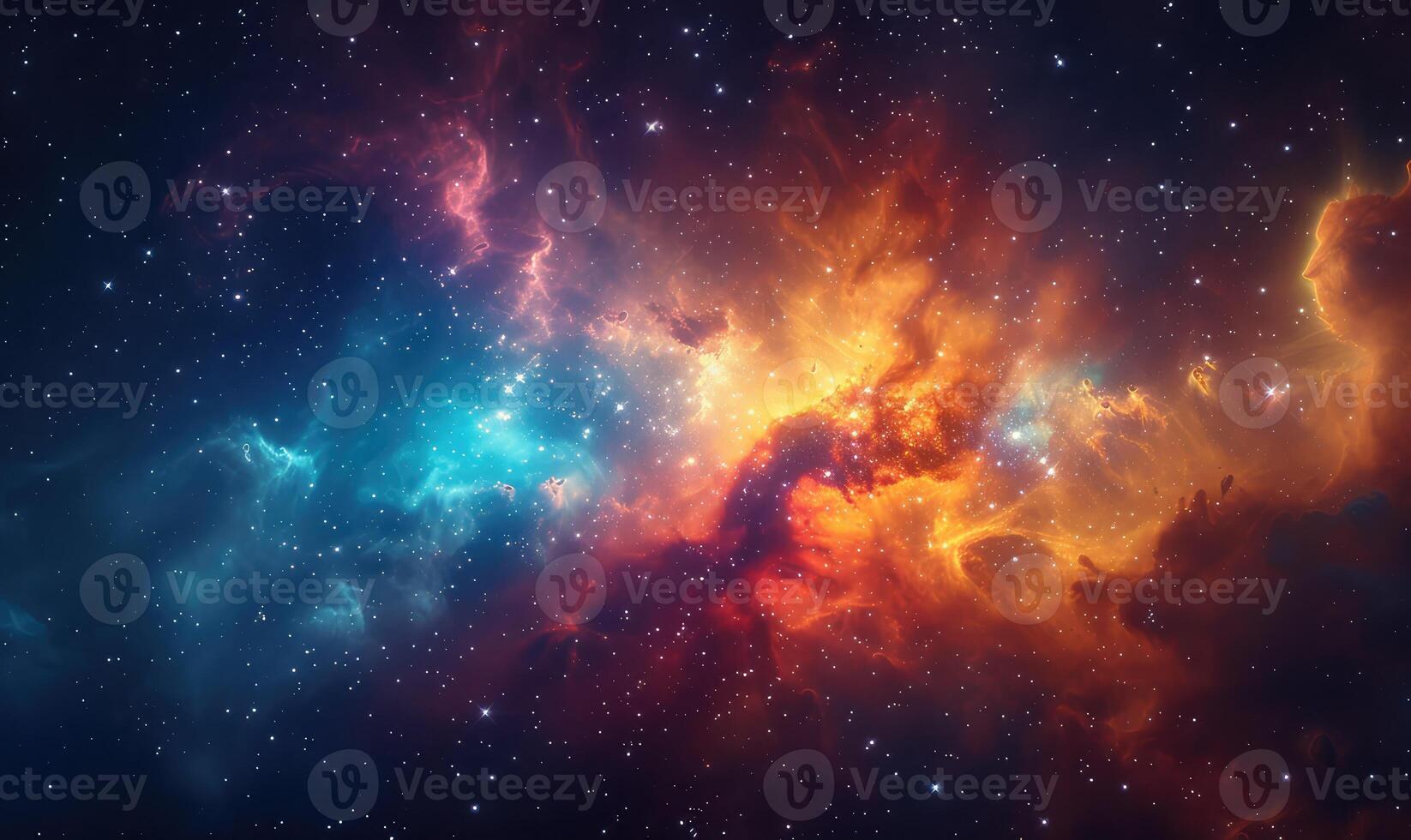 AI generated colorful nebula in space with stars photo