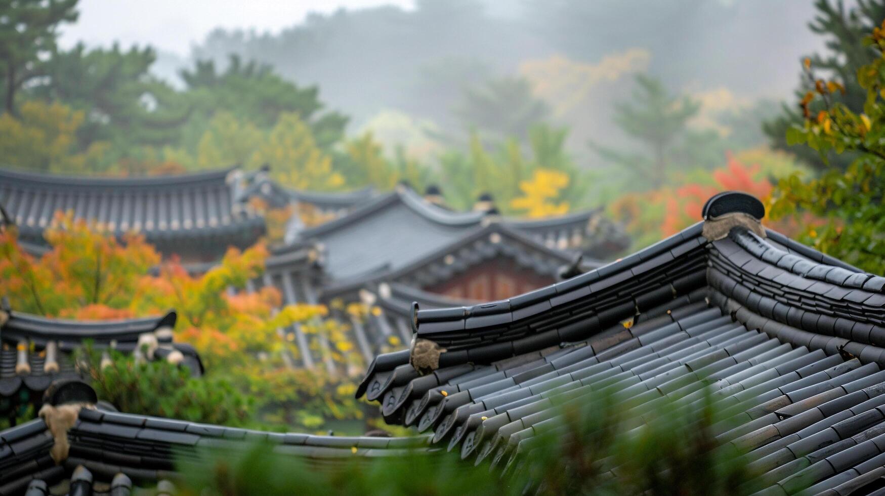 ai generado tradicional coreano arquitectura antiguo estilo sur coreatop viaje punto de referencia en Seúl Corea foto