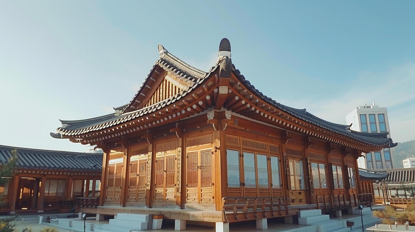AI generated Traditional Korean architecture ancient style South KoreaTop Travel landmark in Seoul Korea photo