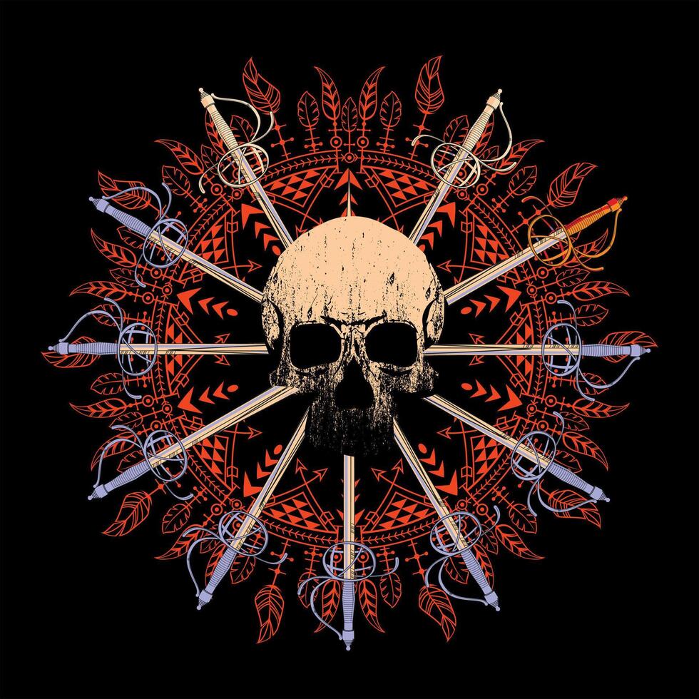 Skull And Bones Mandala T-Shirt Skull And Bones Mandala T-Shirt