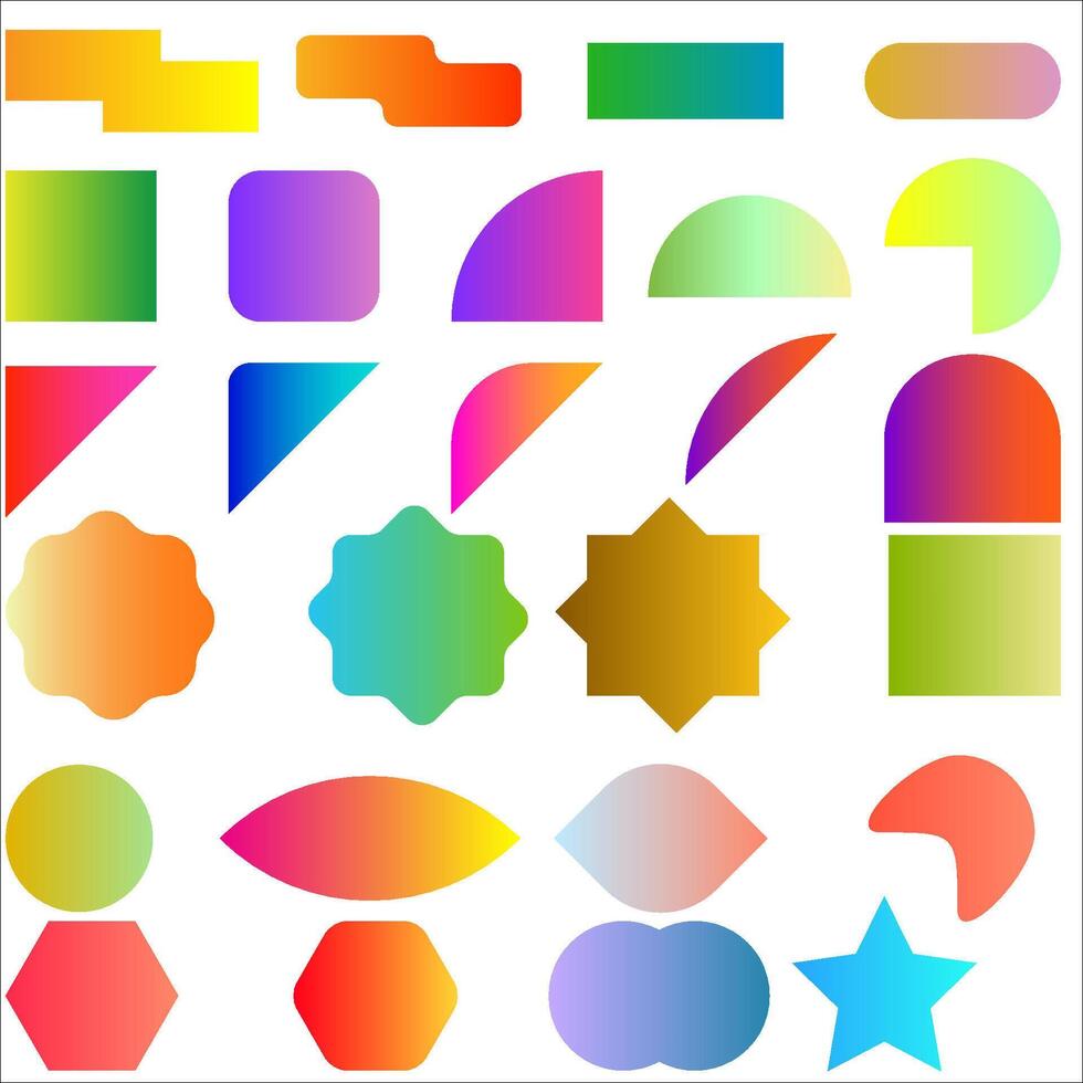 multi-type vector shapes with gradient swatches eps set