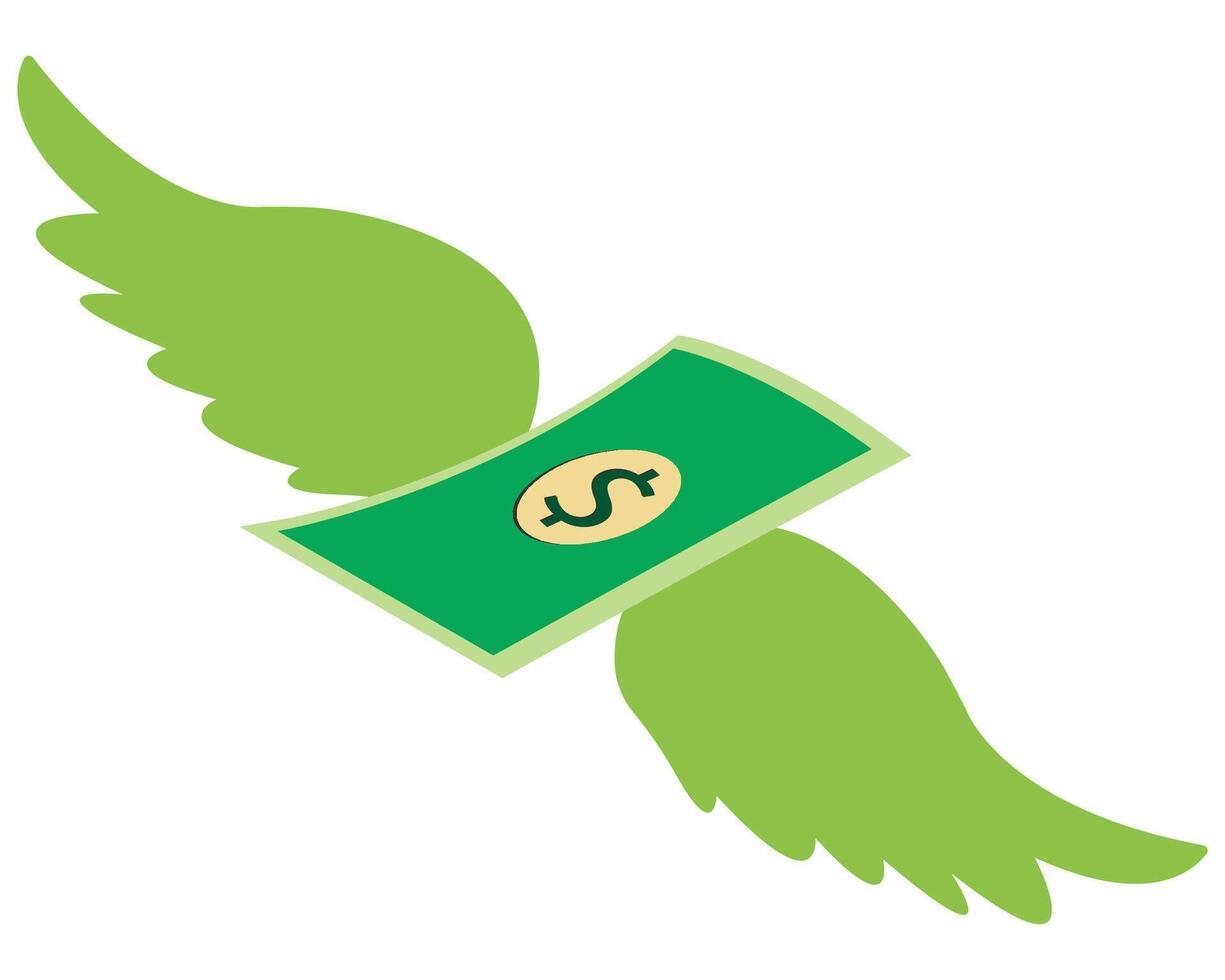 vector illustration of Dollars flying with wings, Financial design element