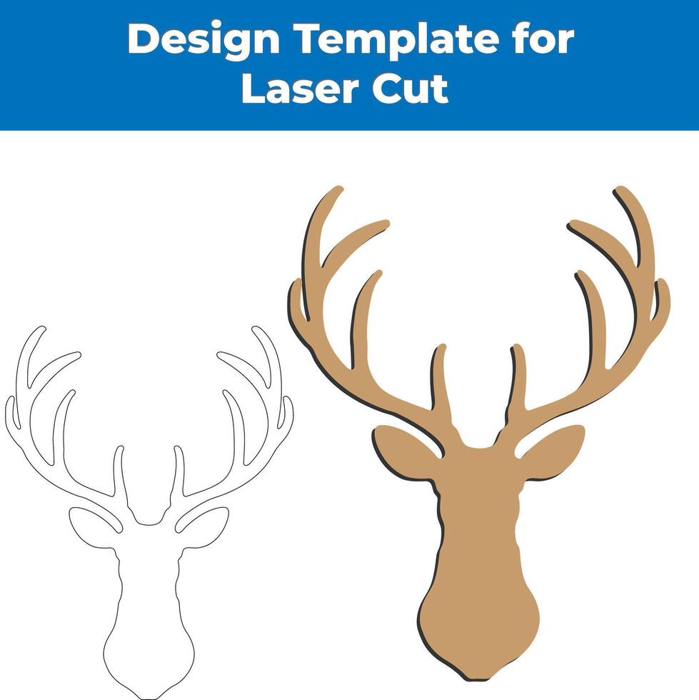 wooden deer laser cut design element in vector eps