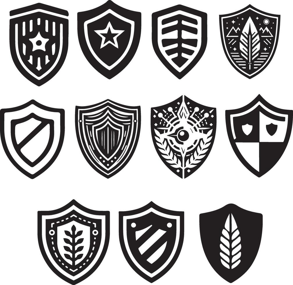 Set of unique vector shields. Protect shield security icons. vector icon set .