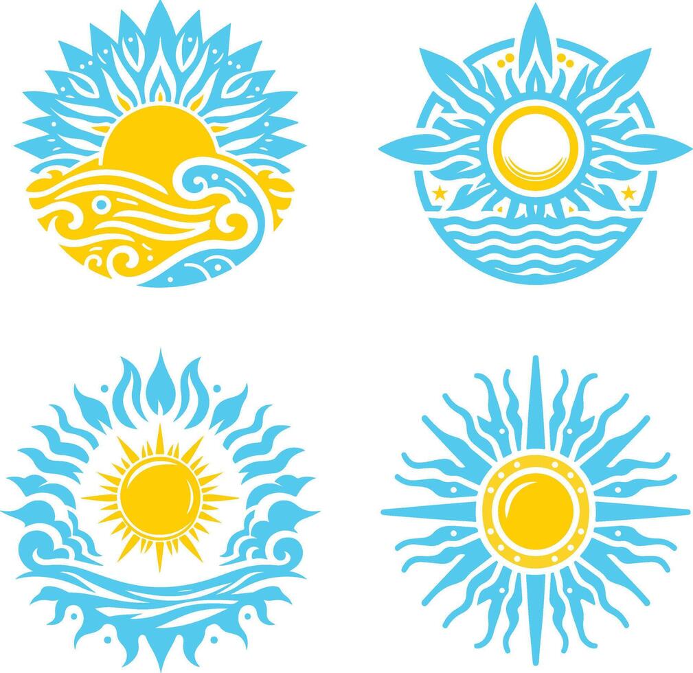 set of sun icons vector illustrations new style