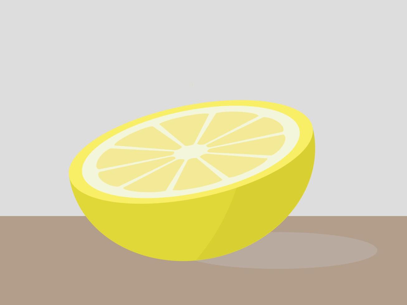 Illustration of lemon on brown floor and grey background vector