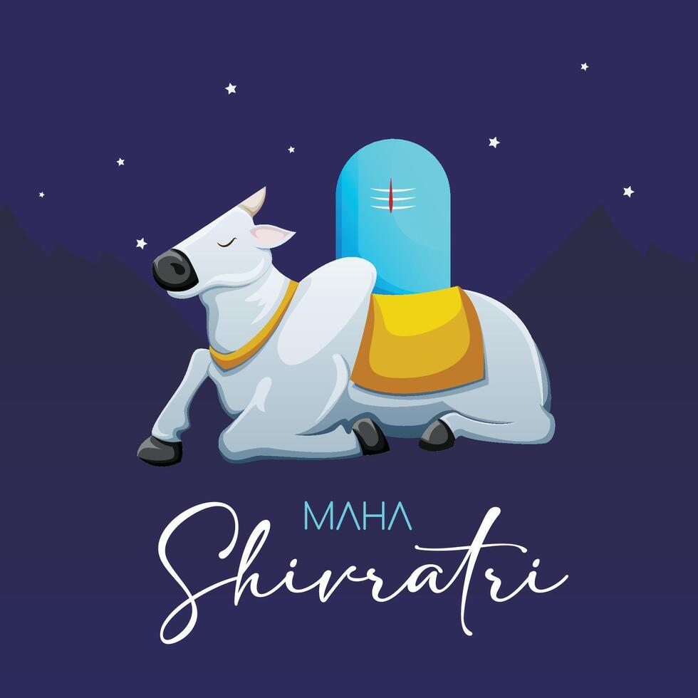 ilustración de señor shiva con nandi, indio Dios de hindú para shivratri en hindi-shivratri ki shubhkamnaye vector