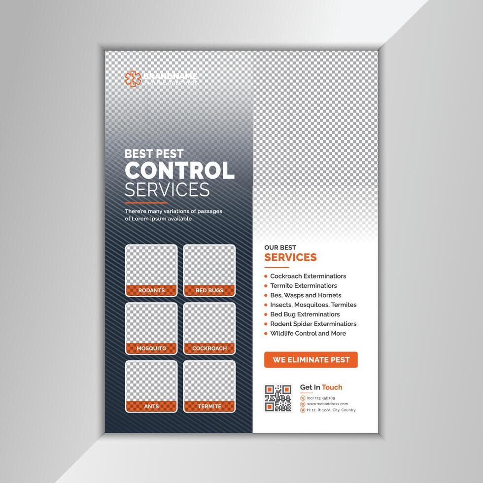 Pest Control Service Flyer, Modern A4 Pest Prevention Service Flyer or Poster Design Vector Graphics Illustration