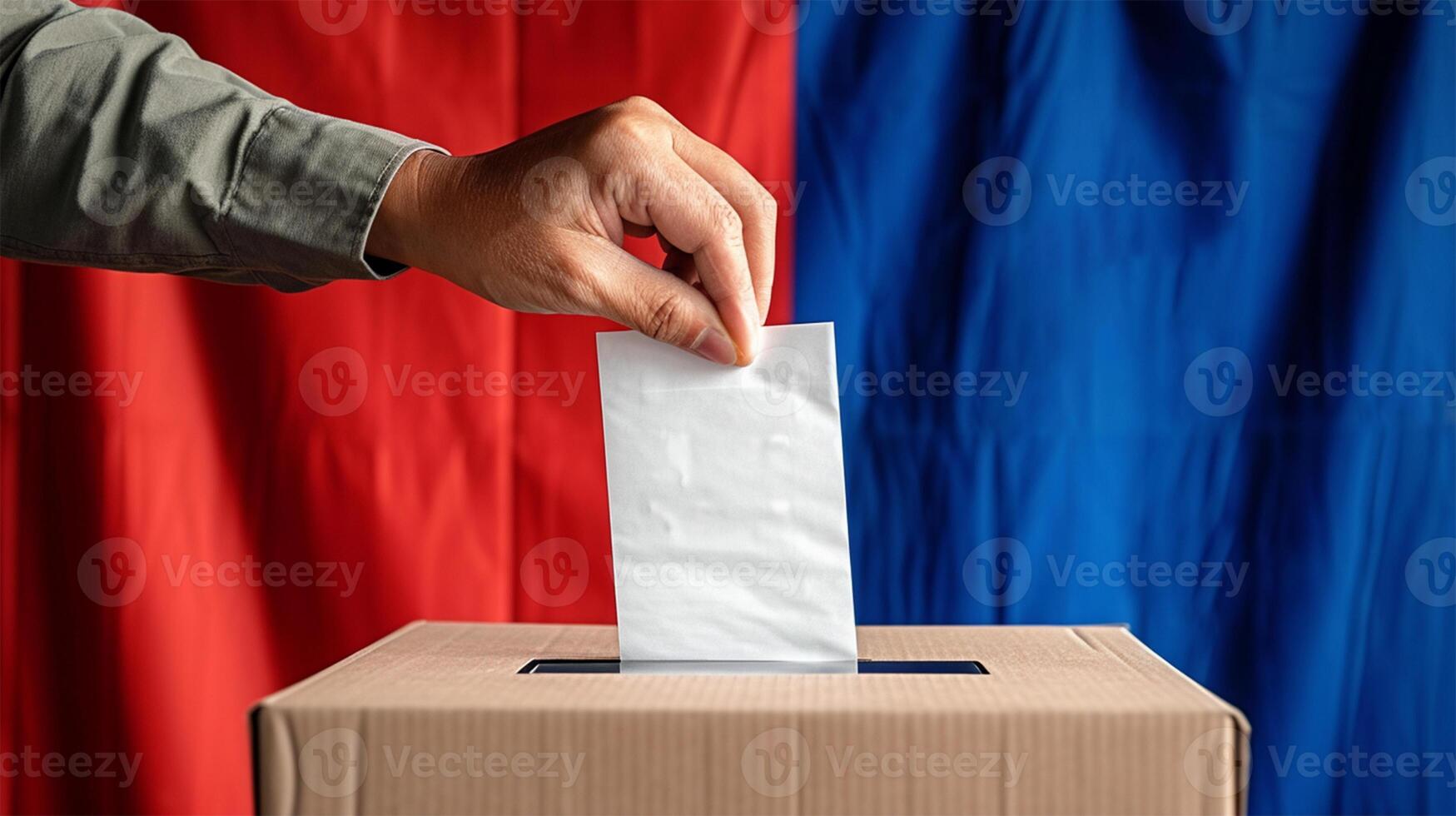 AI Generated Hand casting ballot with national flag backdrop photo