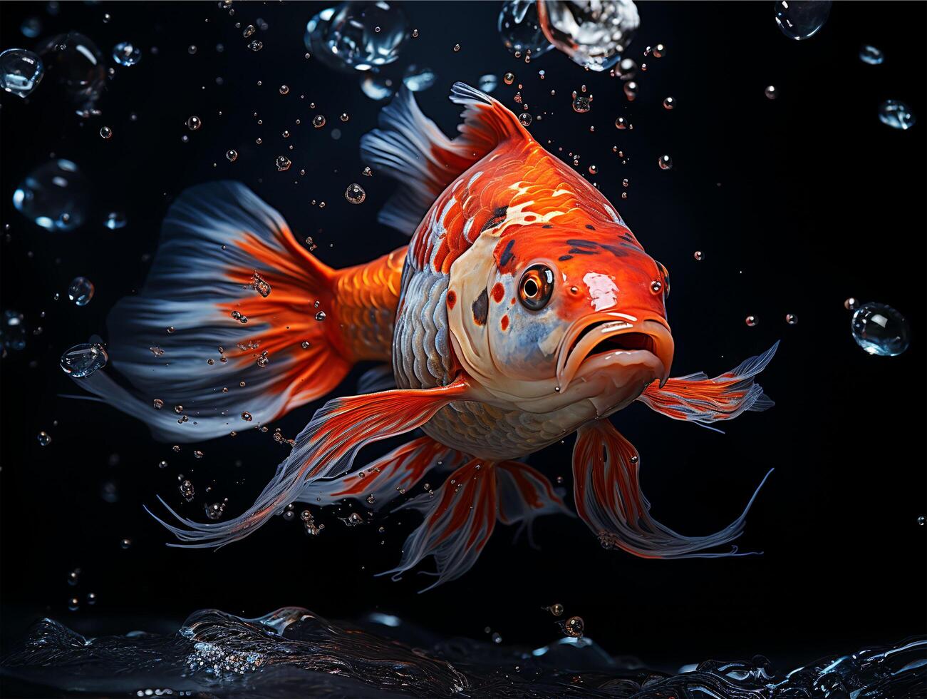 AI generated koi carp portrait, generative ai photo