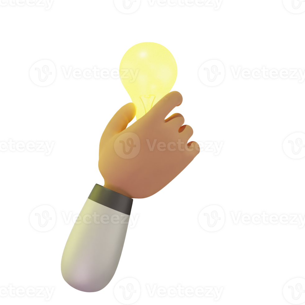 Hand holding 3d lamp icon isolated on transparent background-3D illustration png