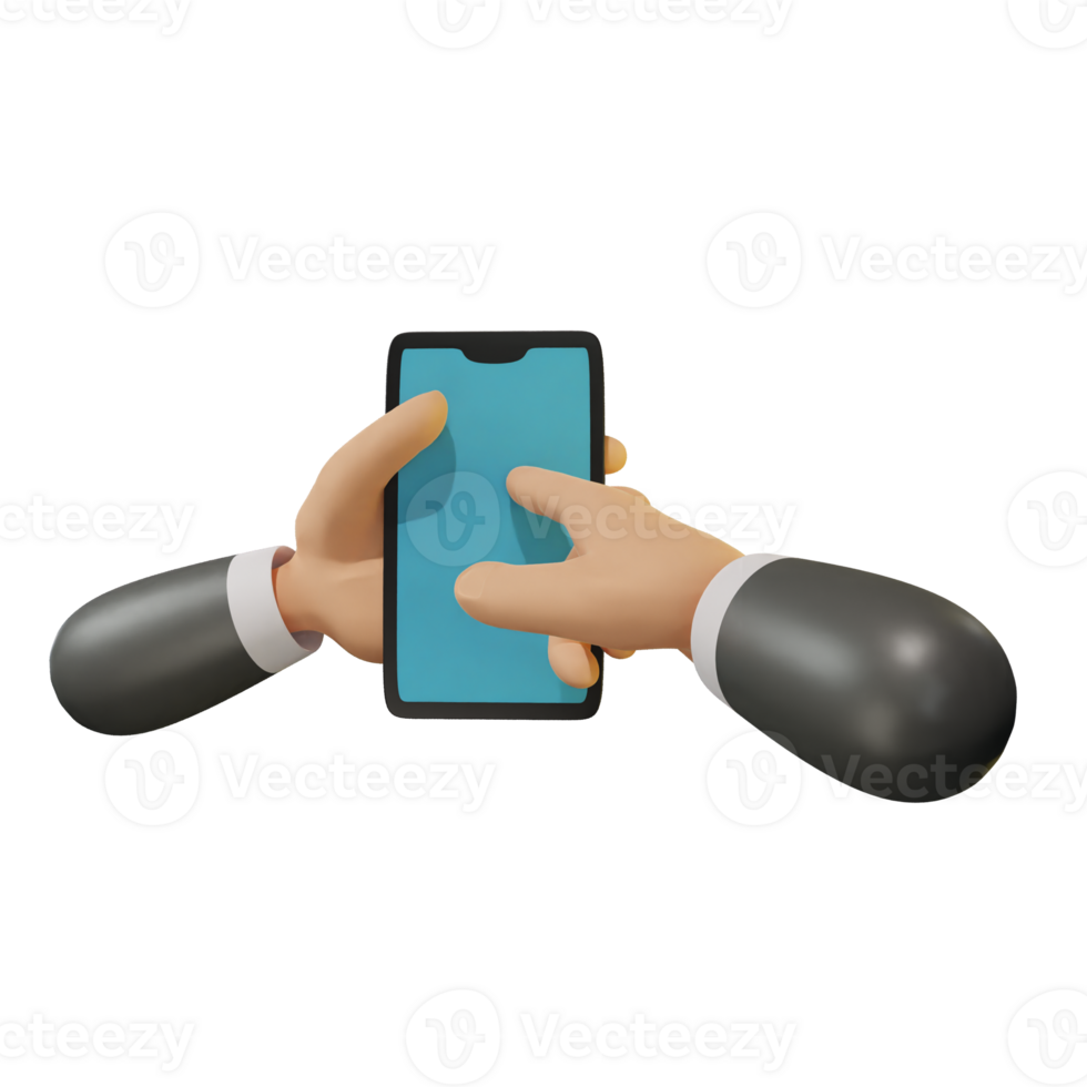 3d smartphone holding hand icon isolated on transparent background-3D illustration png
