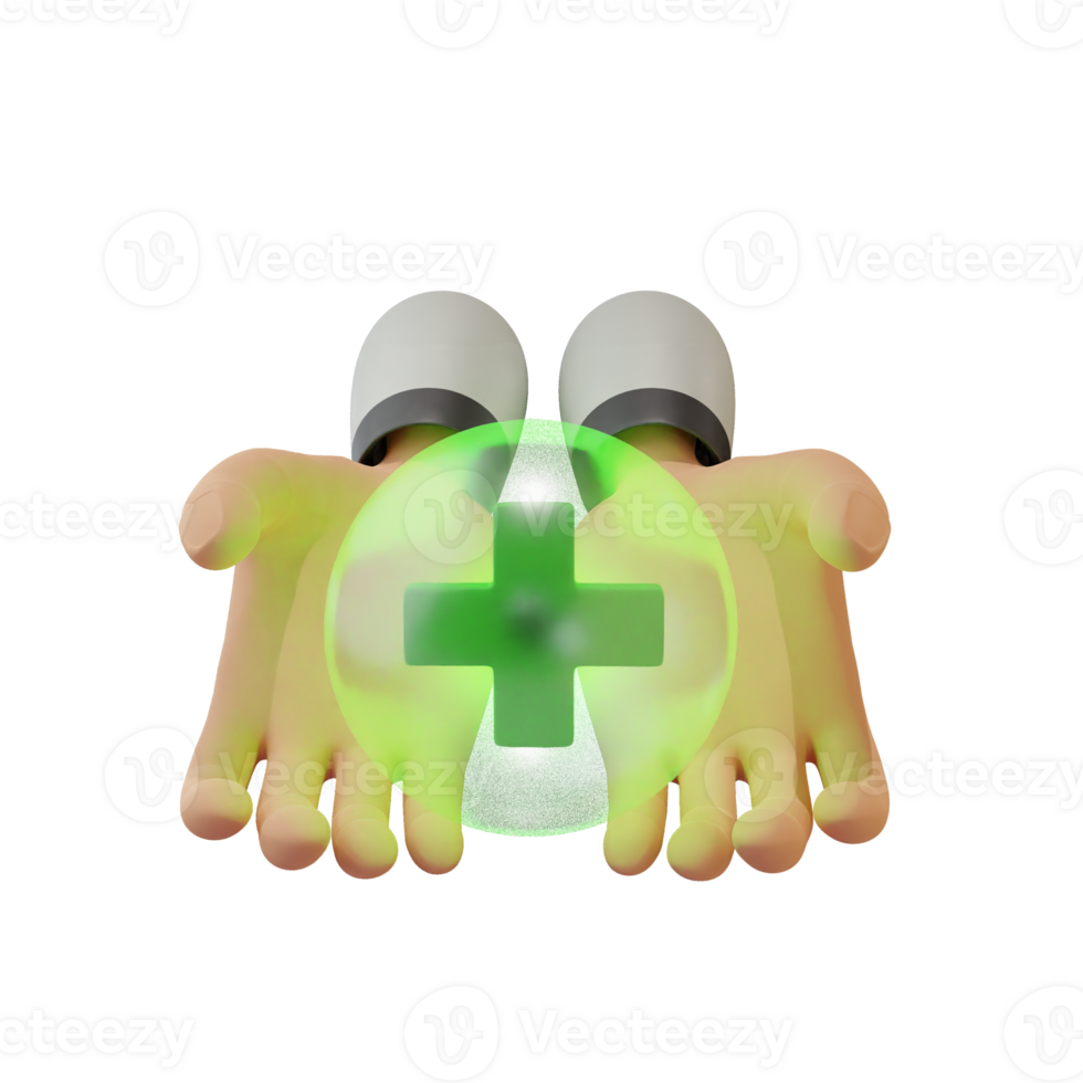 Hand holding 3d medical ball icon isolated on transparent background-3D illustration png