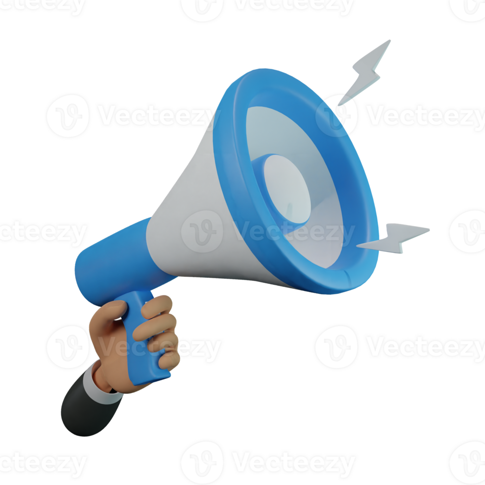 Hand holding 3d speaker icon isolated on transparent background-3D illustration png