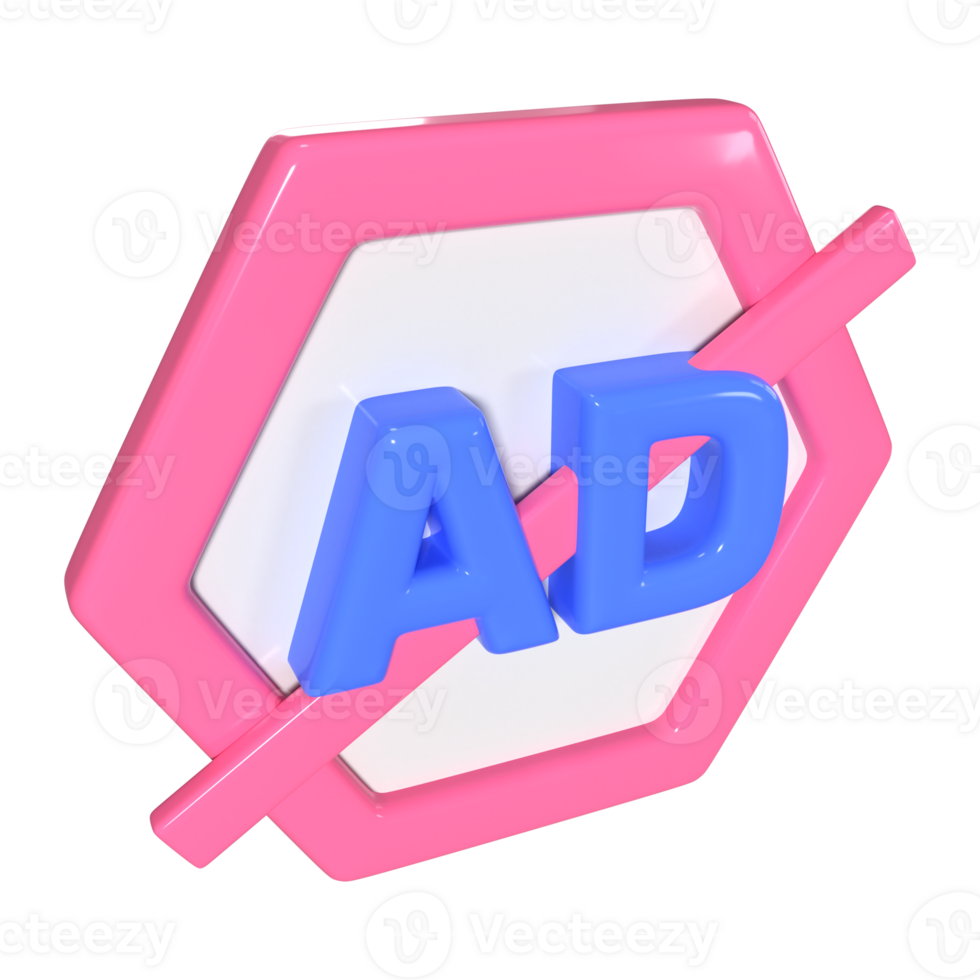 No Ads 3D Illustration Icon png