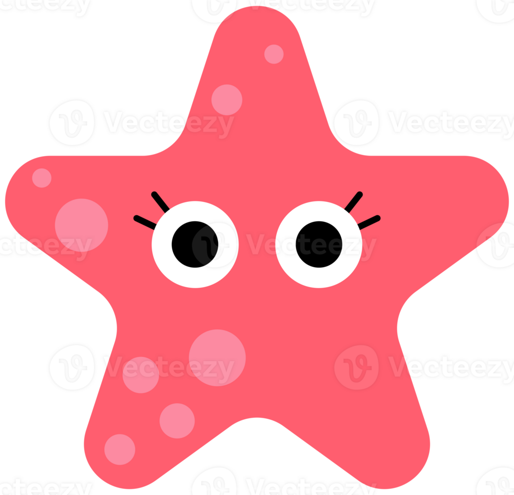 Cute Sea Animal in Children Style Cartoon fish Sea set Starfish png