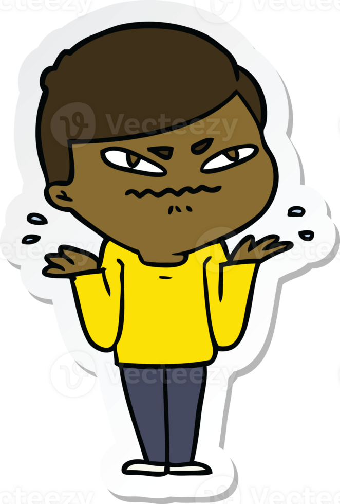 sticker of a cartoon exasperated man png