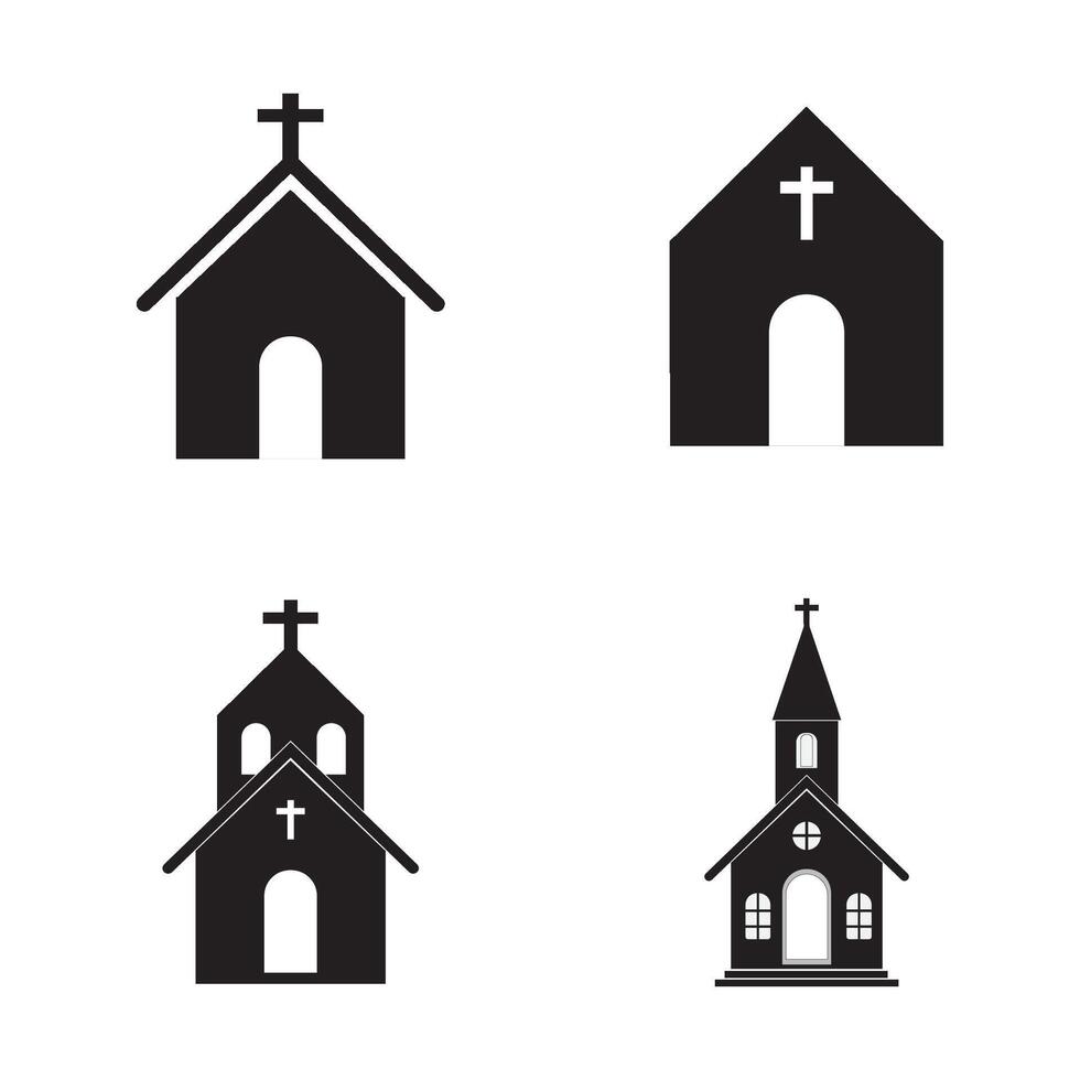 Iglesia icono logo vector diseño modelo