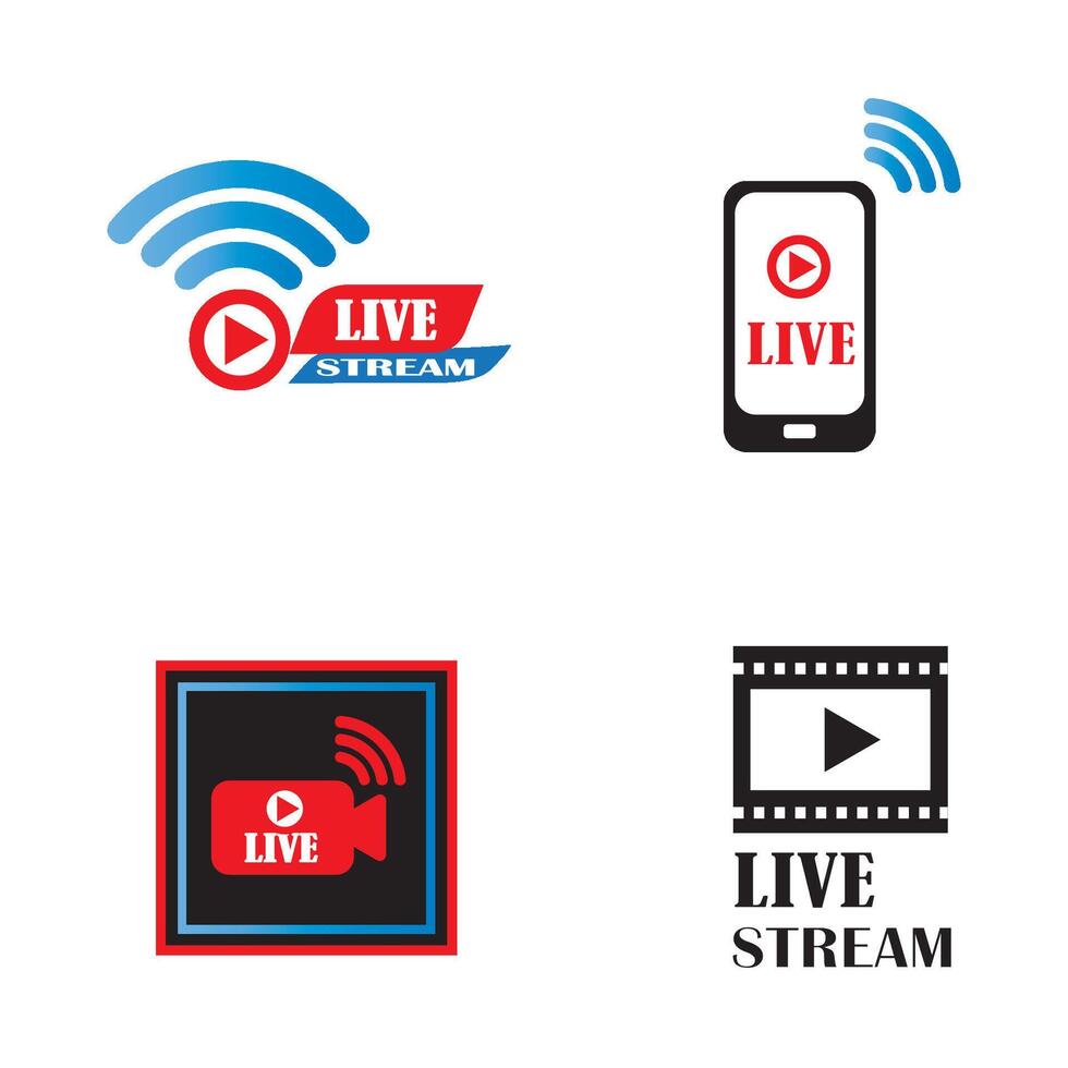 live broadcast icon logo vector design template