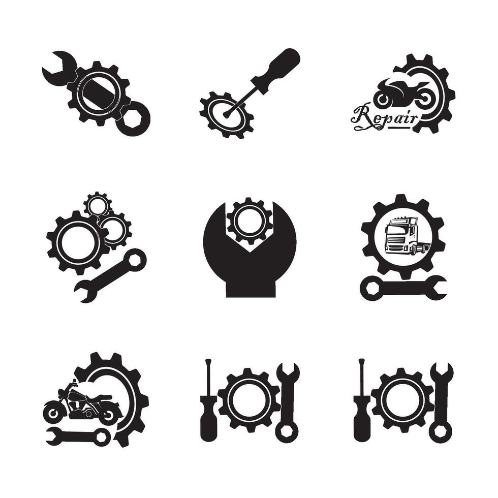 auto reparar icono logo vector diseño modelo