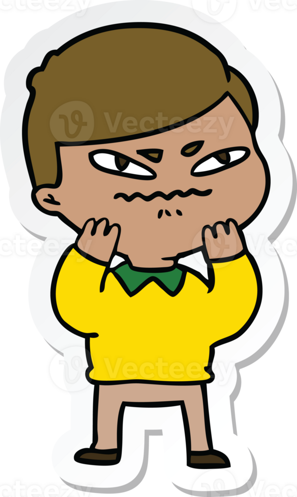 sticker of a cartoon angry man png