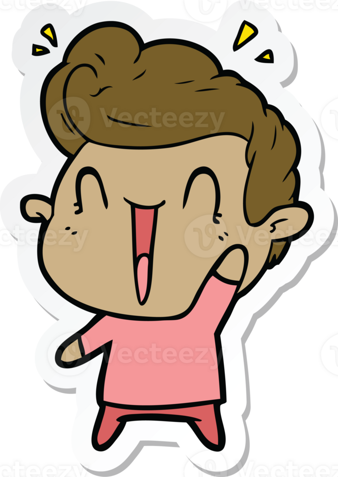 sticker of a cartoon excited man png