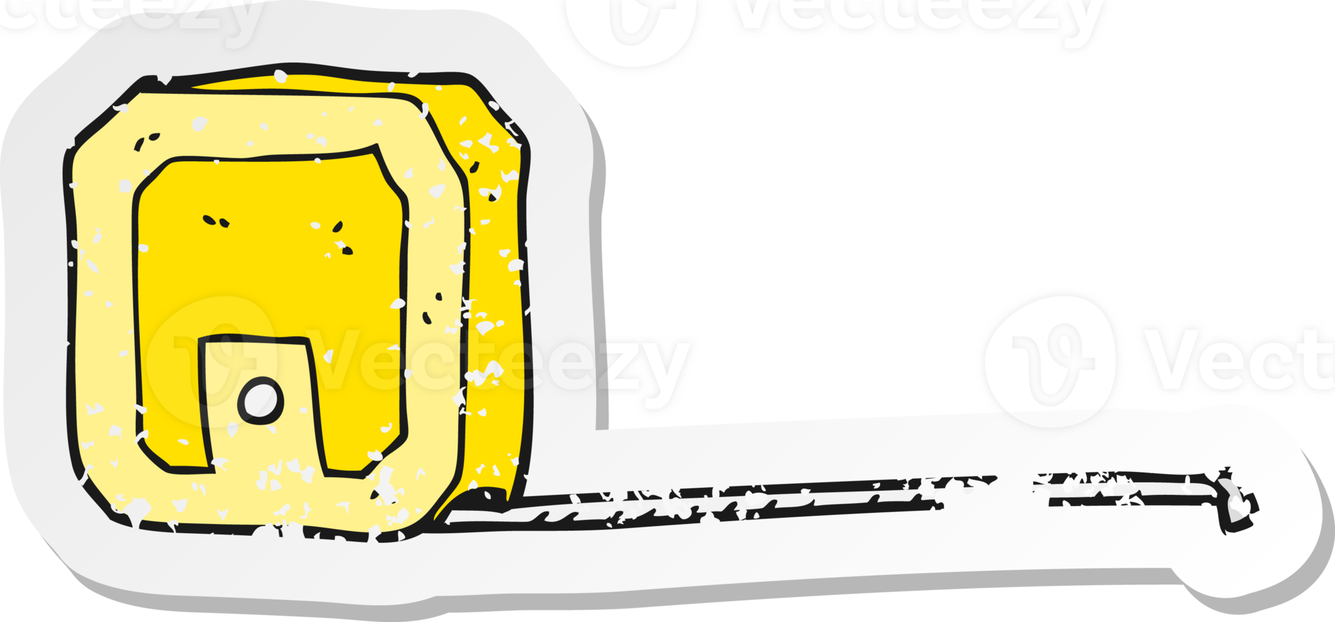 retro distressed sticker of a cartoon measuring tape png