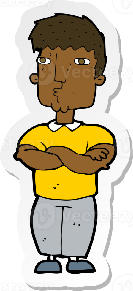 sticker of a cartoon man with crossed arms png