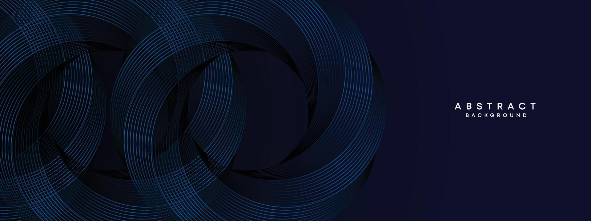 Dark Navy Blue Abstract Waving Circles Lines Technology Background. Modern Blue Gradient with Glowing Lines Shiny Geometric Shape Diagonal. for Brochure, Cover, Poster, Banner, Website, Header, flyer vector