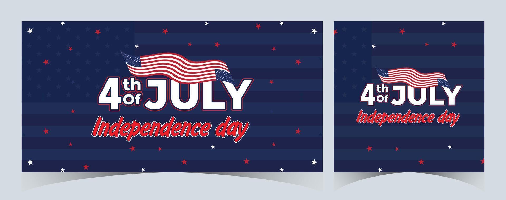 Set of Happy 4th of July. Fourth July Independence Day USA. Independence Day sale web banner. Independence Day USA social media promotion template. greeting card, poster with United States flag vector