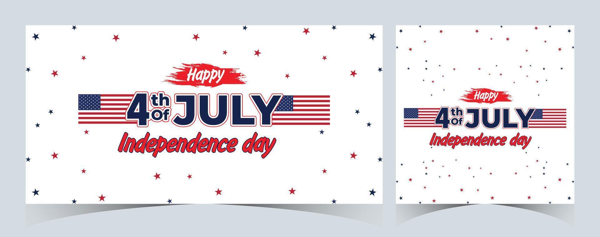 Set of Happy 4th of July. Fourth July Independence Day USA. Independence Day sale web banner. Independence Day USA social media promotion template. greeting card, poster with United States flag vector