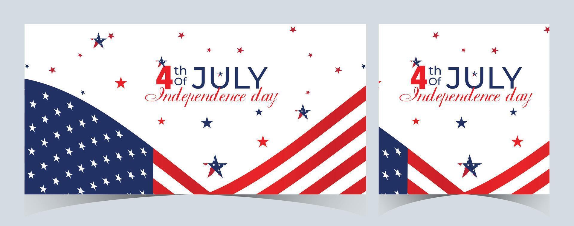 Set of Happy 4th of July. Fourth July Independence Day USA. Independence Day sale web banner. Independence Day USA social media promotion template. greeting card, poster with United States flag vector
