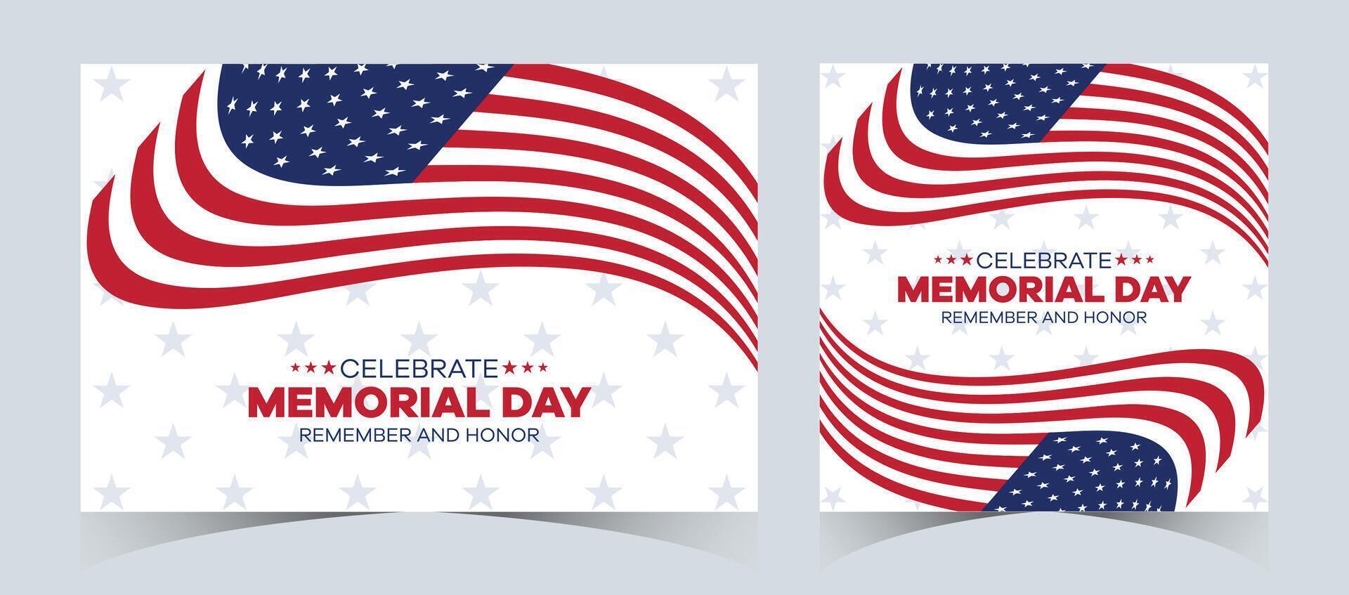 Set of memorial day sale web banner. Happy memorial day holiday sale post. Memorial day weekend sale banner. Memorial Day social media promotion template design in USA national flag colors vector