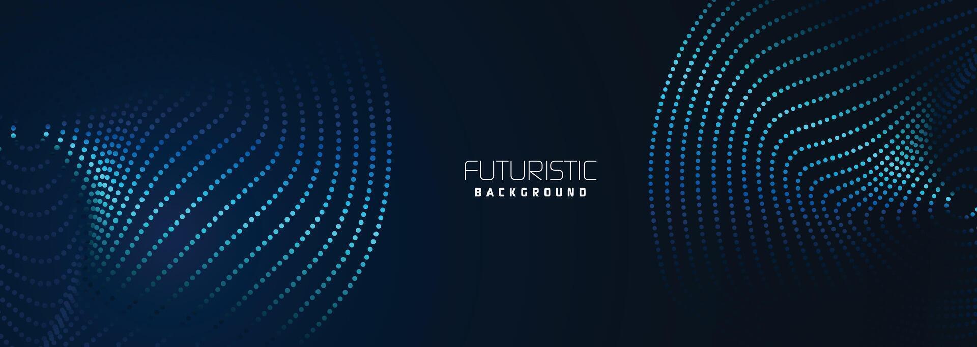 background in futuristic data technology. Halftone waves with dots. flowing dots on a dark blue backdrop. Particles of digital waves in abstraction. Background for an abstract halftone illustration vector