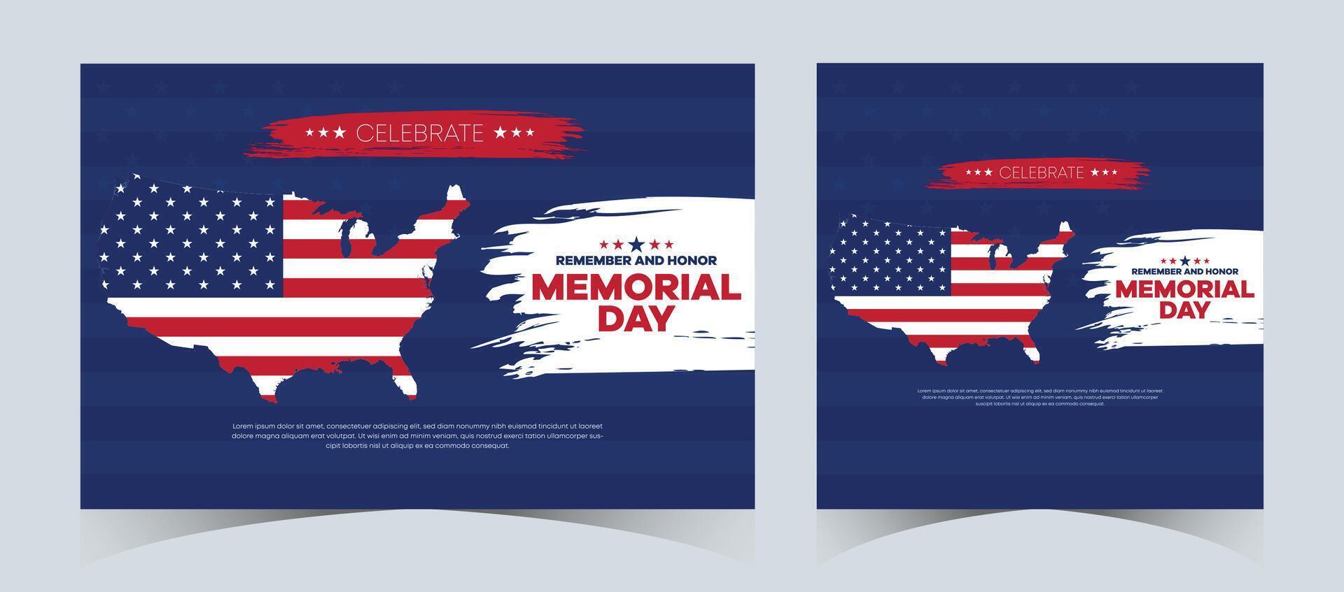 Set of memorial day sale web banner. Happy memorial day holiday sale post. Memorial day weekend sale banner. Memorial Day social media promotion template design in USA national flag colors vector