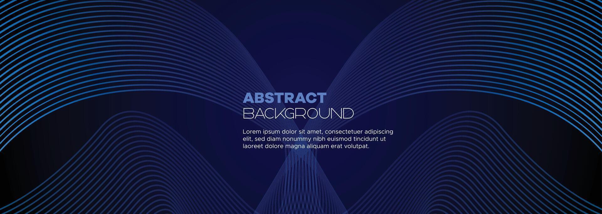 Dark blue abstract banner background with glowing geometric circles lines. Modern navy blue gradient shiny lines pattern and Futuristic technology web background for brochure, cover, poster, header vector