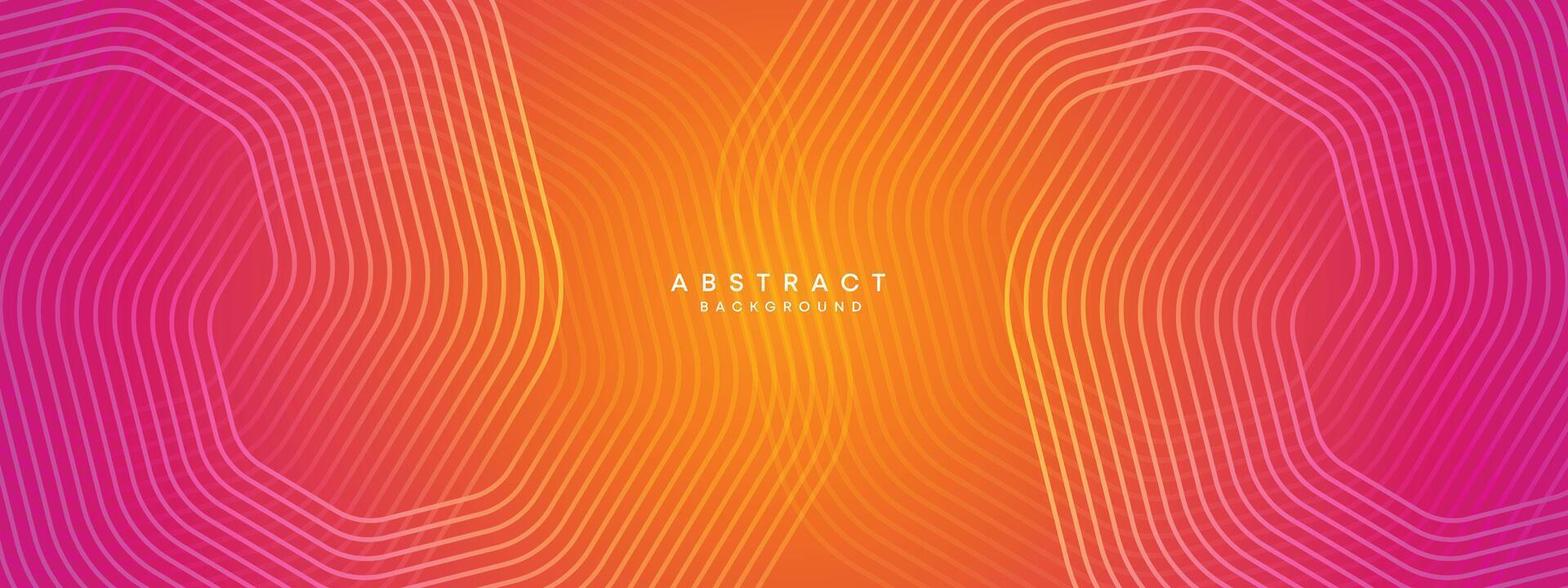 Abstract orange, pink gradient waving circles lines Technology web banner background. Modern yellow, purple gradient with glowing lines and shiny geometric diagonal shape for brochure, cover, header vector