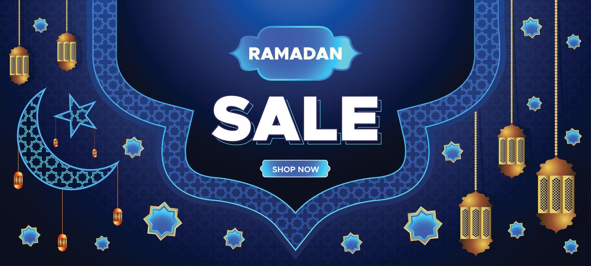 Ramadan Kareem Super Sale Web Banner Background with Blank Space for The Photo. Ramadan Big Sale Promotion Poster and Social Media Post. Elegant Islamic Special Promotion Banner Design Template vector