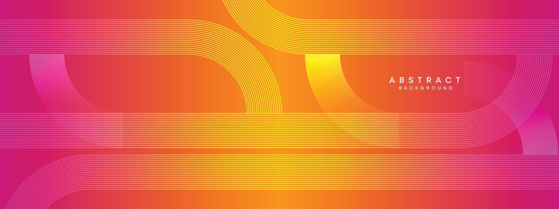 Abstract orange, pink gradient waving circles lines Technology web banner background. Modern yellow, purple gradient with glowing lines and shiny geometric diagonal shape for brochure, cover, header vector