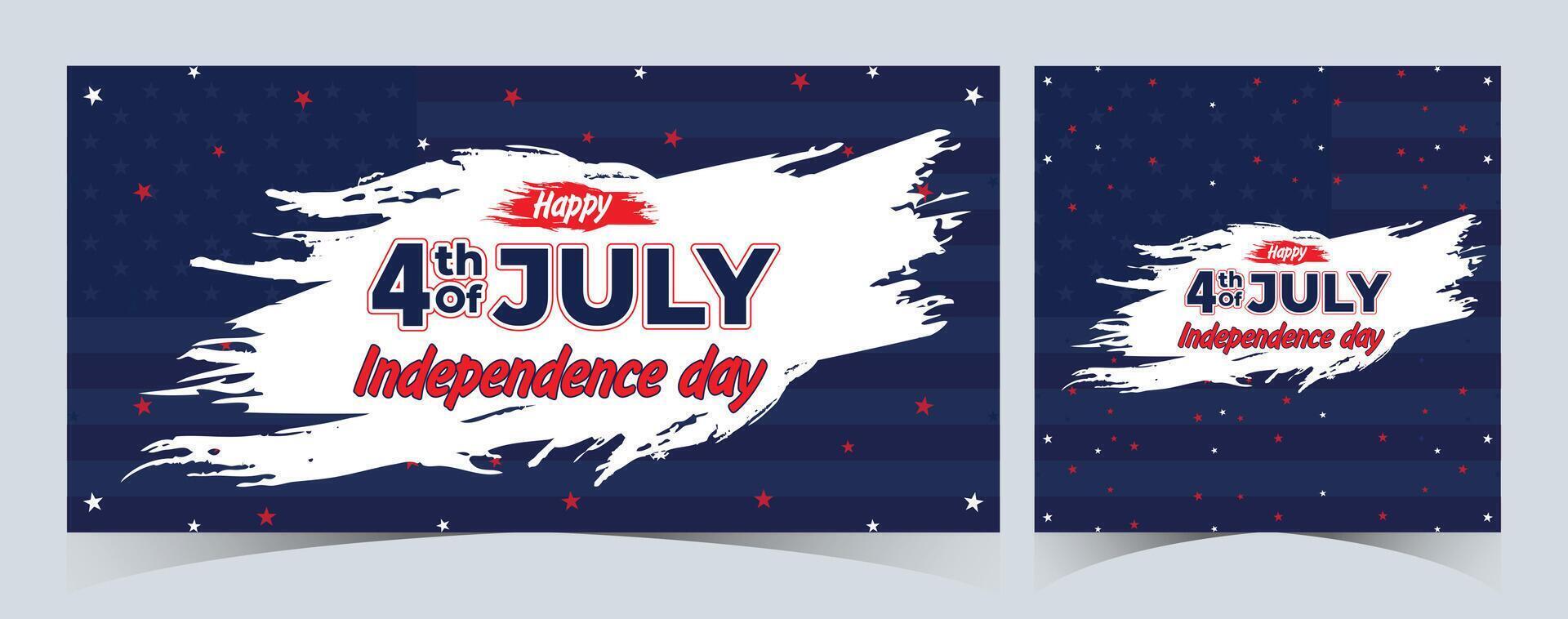 Set of Happy 4th of July. Fourth July Independence Day USA. Independence Day sale web banner. Independence Day USA social media promotion template. greeting card, poster with United States flag vector
