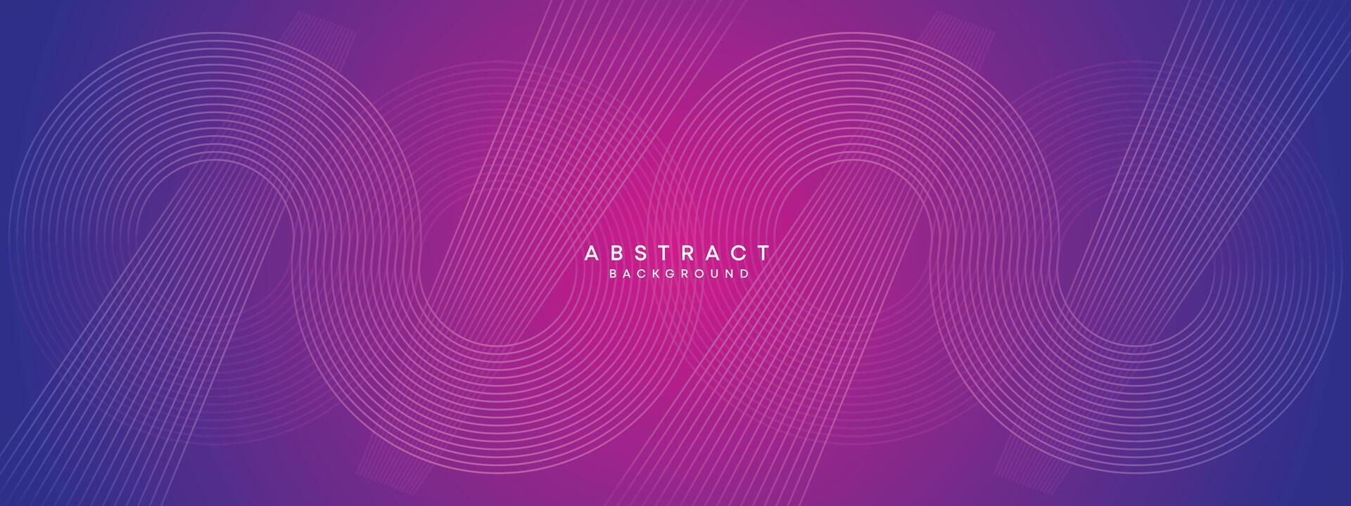 Blue, purple gradient abstract waving circles lines Technology web banner background. Modern magenta, pink gradient with glowing lines and shiny geometric diagonal shape for brochure, cover, header vector