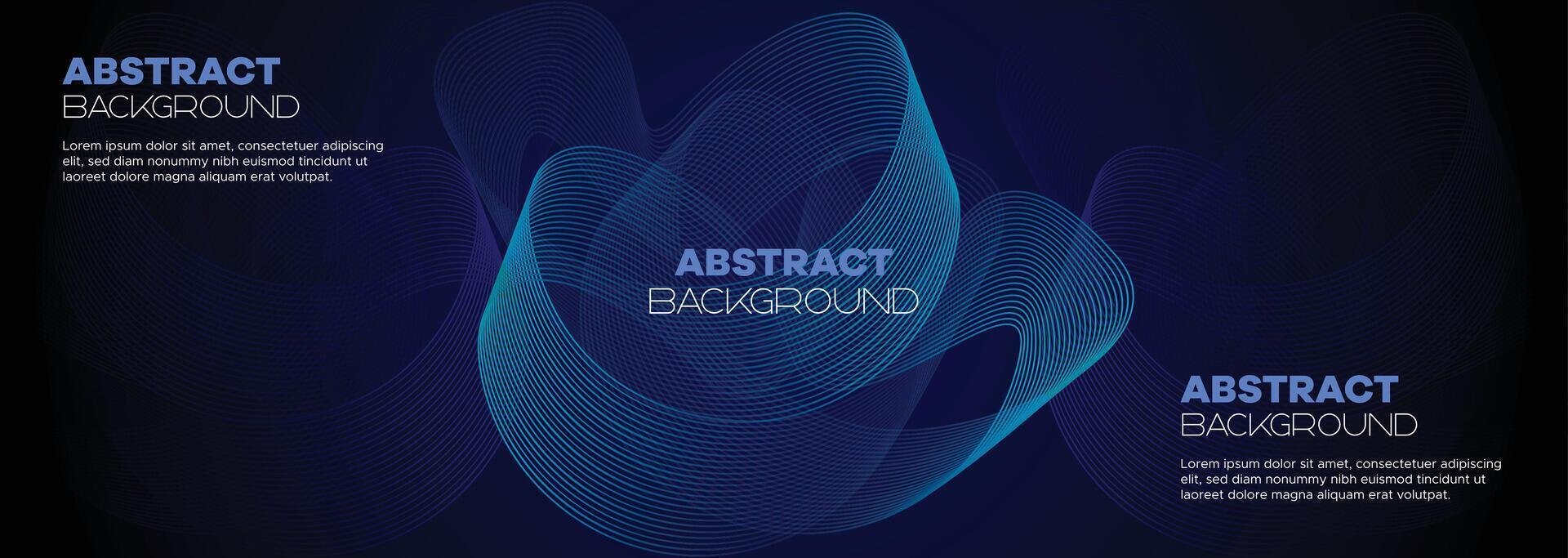 Dark blue abstract banner background with glowing geometric circles lines. Modern navy blue gradient shiny lines pattern and Futuristic technology web background for brochure, cover, poster, header vector