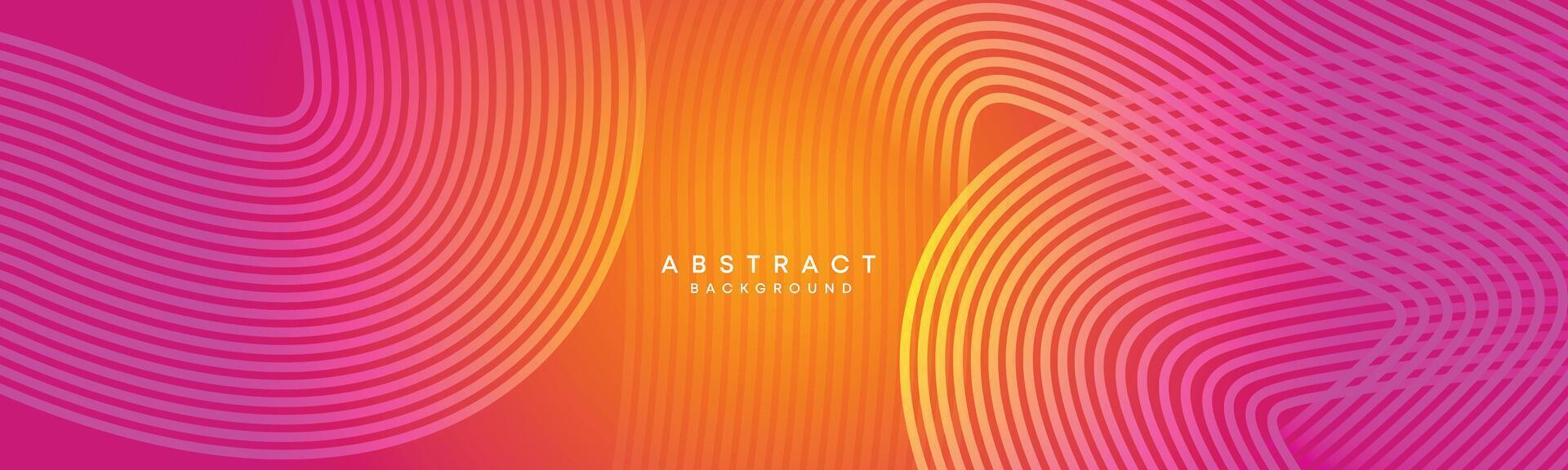 Abstract orange, pink gradient waving circles lines Technology web banner background. Modern yellow, purple gradient with glowing lines and shiny geometric diagonal shape for brochure, cover, header vector