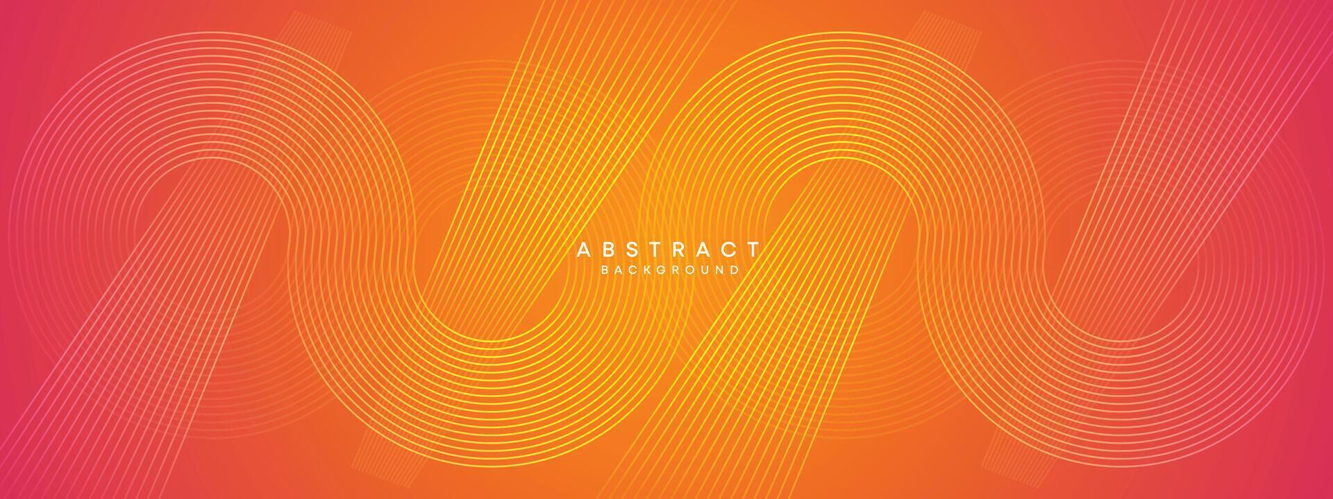 Abstract orange, pink gradient waving circles lines Technology web banner background. Modern yellow, purple gradient with glowing lines and shiny geometric diagonal shape for brochure, cover, header vector